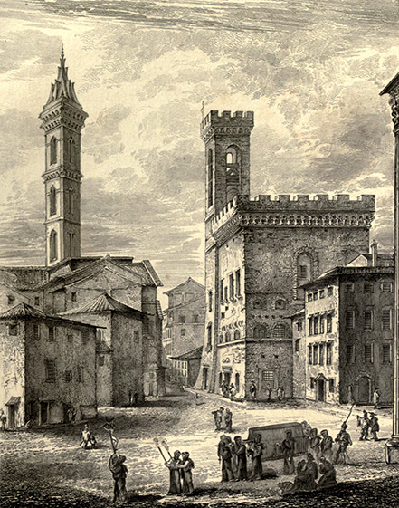 "View of Badia and Podesta." Drawn by John Bell 