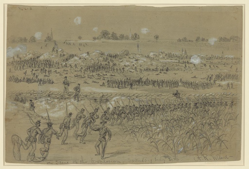 Sketch depicting the Battle of the Crater
