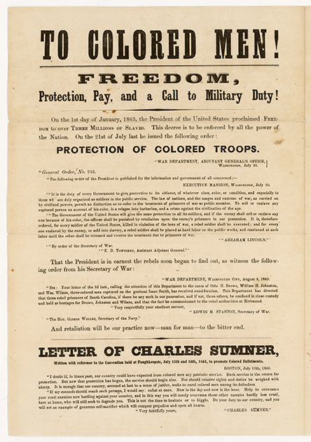 Union Army recruitment broadside, aimed at Black men