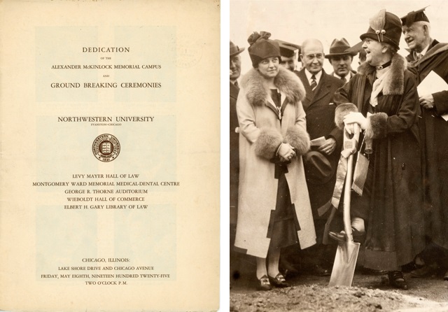 Pamphlet and photograph of the groundbreaking and dedication of the Streeterville campus.