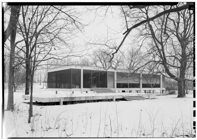 Farnsworth's house, designed by Ludwig Mies van der Rohe